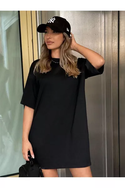 Women's Solid Color Long Basic Dress Oversized T-Shirt