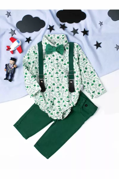 Праздничный комплект с брюками на поясе и рубашкой с бодиком