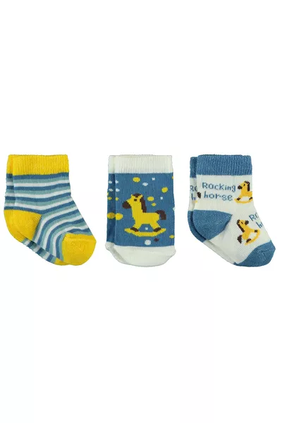 مجموعة جوارب مكونة من 3 قطع للرضع الأولاد  شهر باللون النيلي