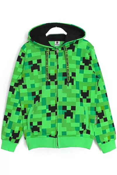 Sweat à capuche zippé pour garçon avec motif Minecraft Creeper à  degrés