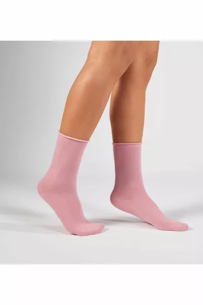 Set van 3 Paar Vrouwen Sokken Zonder Elastiek, Naadloos, Katoen, in Paars, Roze en Grijs