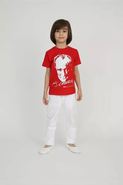 Erkek Çocuk Atatürk T-shirt Pantolon  Nisan  Ekim Gösteri Kıyafeti
