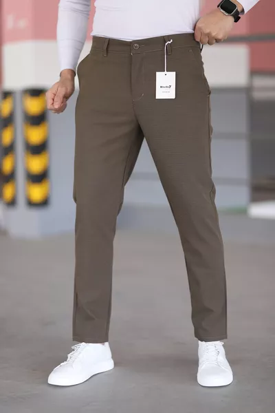 Herren Anthrazit Slim Fit Elastische Leinenhose mit Lycrazusatz