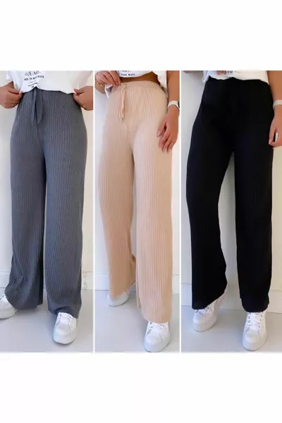Triple Pack Fumé - Camel - Black Women's Ribbed Pants & Sweatpants with Tags, Casual Homewear Pajamas