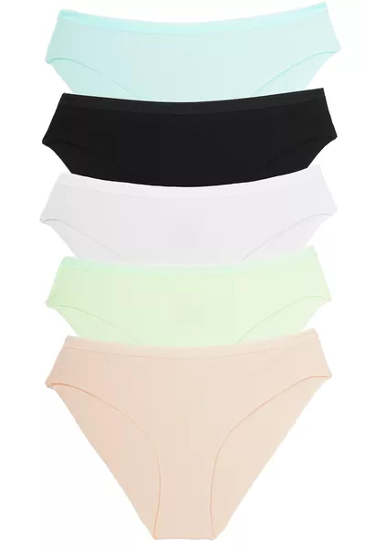 Culottes pour femme Pack de 5, coupe laser, en coton interlock extensible, vanille