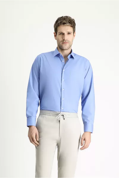 Рубашка с длинным рукавом, обычного кроя, из хлопка, не требующая глажки