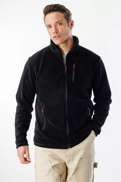 Men's Full-Zip Fleece Jacket with 3 Pockets Outdoor Tactical Fleece