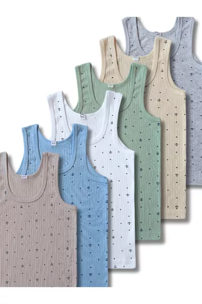 % Cotton Boys' Ribbed Tank Top Undershirt 6-Piece Set