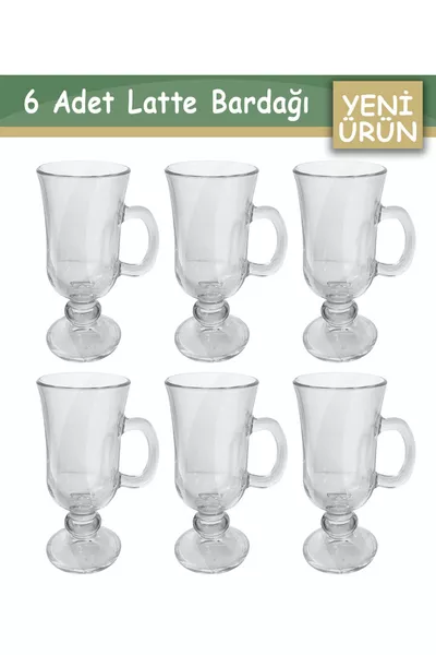 Set da 6 Bicchieri per Latte, Tazza per Caffè Freddo, Bicchiere per Milkshake con Manico, Bicchiere da Cocktail