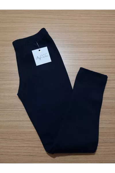 Unisex Gerippte Strickfutter-Fleecegefütterte Dunkelblaue Kinderleggings  Jahre