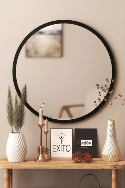 Black Round Mirror 