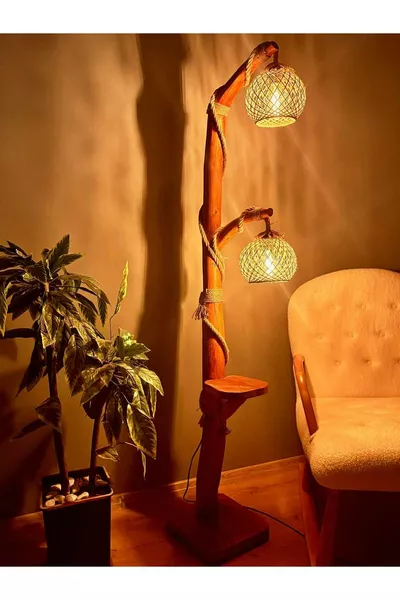 مصباح أرضي على شكل شجرة  سم، سلسلة مرماريس، مصباح أرضي من الخشب الطبيعي، إضاءة زاوية من جذع الشجرة