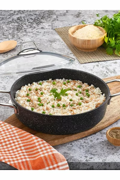 Black Line Granite Cast Short Pot  cm