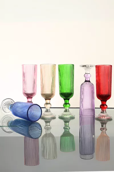 Органическая краска 6 цветов Кристальный стакан на ножке для кофе, воды и напитков