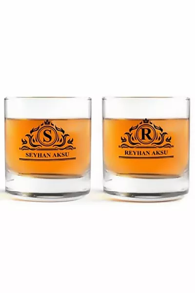 Printed Named Whiskey Glass Set of 2 