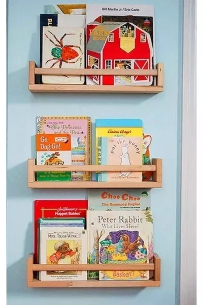 Montessori Bookshelf Children's Baby Room Wall Shelf Wooden Bookshelf Rack 3 Pieces  cm