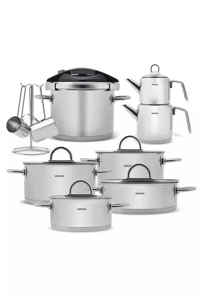 Set di pentole da  pezzi Platinium in acciaio con base a induzione