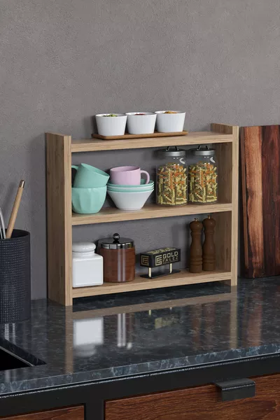 Kitchen Shelf Countertop Organizer Walnut