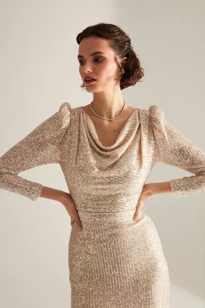 Degaje طوق قلم رصاص تنورة دوري بريق الترتر فستان الخطوبة