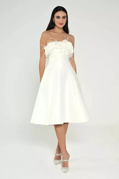 Гърдите роза подробни Otrich Midi рокля