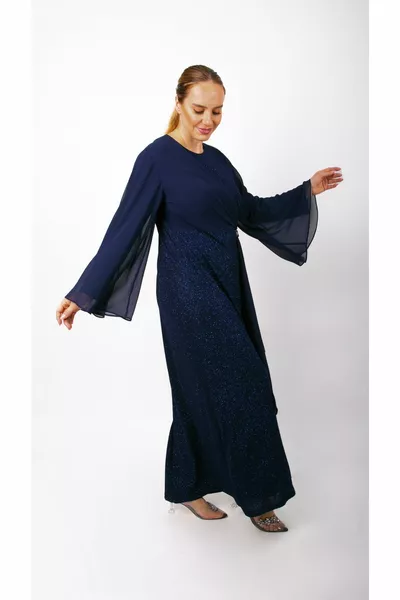 نسيج مطاطي طويل الشيفون التفاصيل اللباس