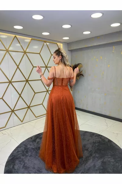 Прозрачен подробен заек вечерна рокля плочки