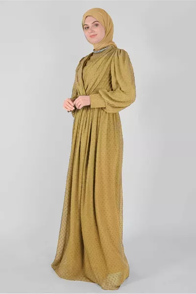 ДАМСКО КАФЕ (КАМИЛА) ШИФОН ВЕЧЕРНА РОКЛЯ T 