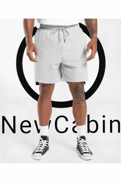 للجنسين سليم صالح رمادي أسود قطن صيفي شورت 2 قطعة