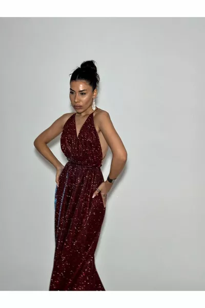 Conception personnalisée Bordeaux bleu paillettes Holo robe à longue queue