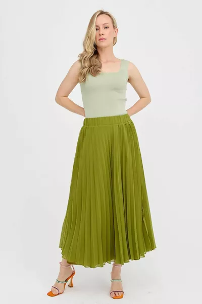 Плиссированная шифоновая юбка на резинке - ÇAĞLA