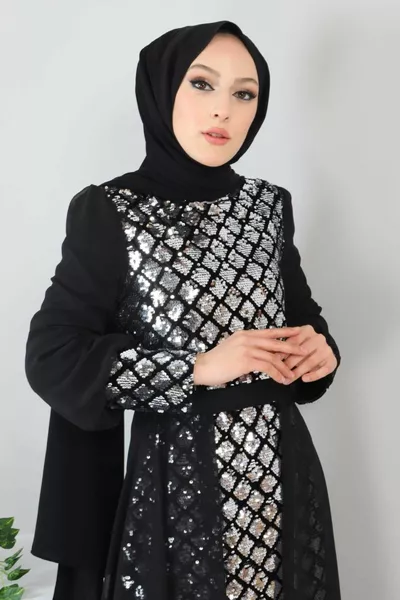 Pulped Chiffon Evening Dress Silver