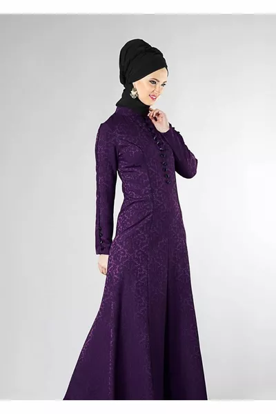 Abito da sera con bottoni anteriori con colletto viola (K.PURPLE) 