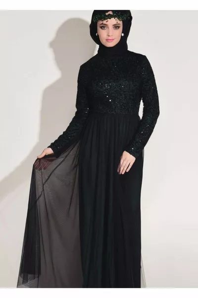 Женское Зеленое (ИЗУМРУДНОЕ) Тюль Гипюр Вечернее Платье T 