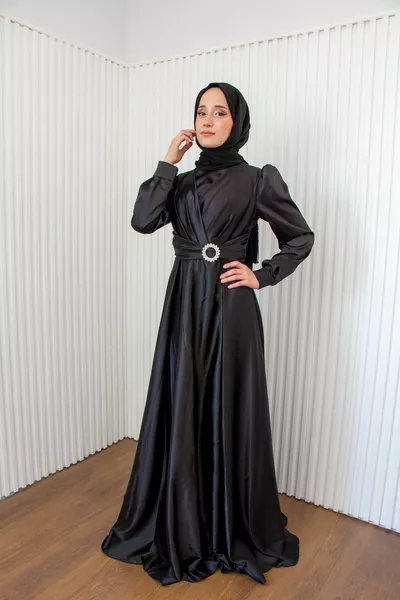 حجر الساتان الحجاب مساء اللباس