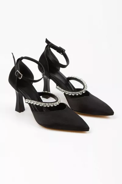 Scarpe Satin Stone Detailed Nero