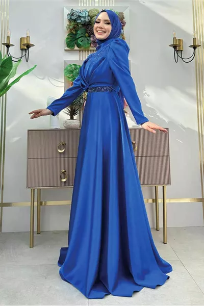 DAMEN MARINEBLAU (SAKS) STONE DETAIL ABENDKLEID T 