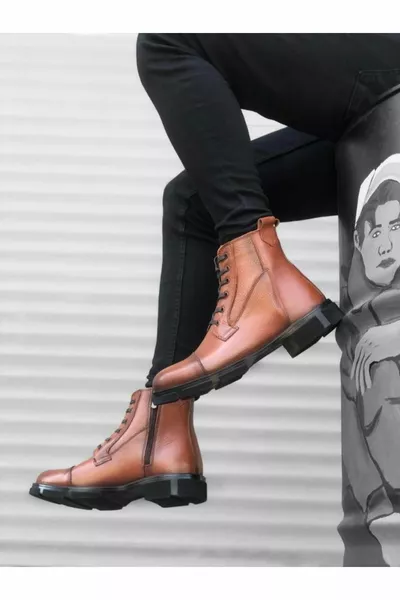  جلد طبيعي بني أحذية بريدية للرجال من الداخل والخارج