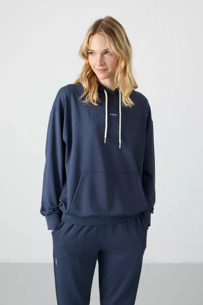 البنزين مقنعين الكنغر جيب المطاط الساق المرأة مجموعة بدلة رياضية نسائية - 