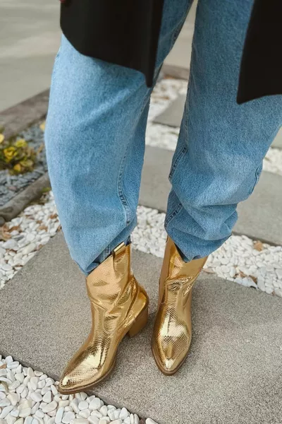 شجاع معدني تأثير ثعبان المرأة رعاة البقر الأحذية التمهيد الغربية