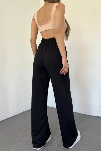 المرأة السوداء القطن فضفاضة الساق sweat بنطال رياضي