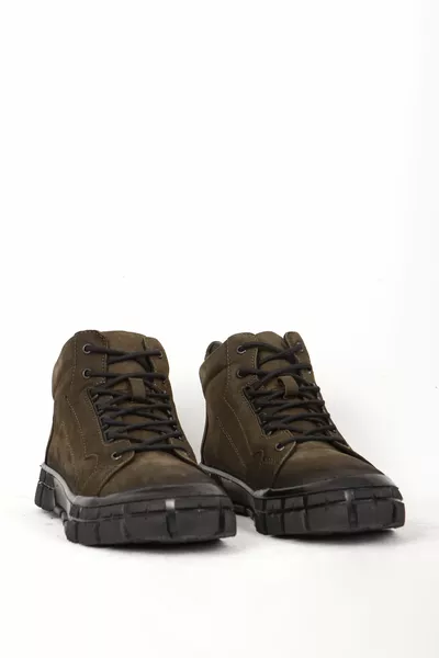 الرجال الراحة الدانتيل متابعة الأحذية عارضة جلد طبيعي Hj m Nubuck الكاكي