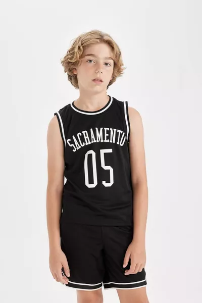 Boys' Bicycle Neck Printed Tank Top NS