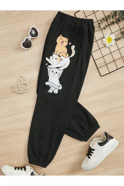 Pantaloni della tuta unisex blu scuro con stampa a tasche 