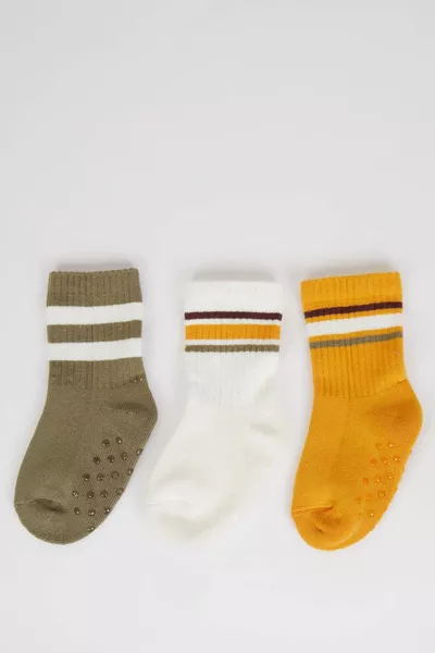 Boys' Non-Slip Sole 3-Pack Cotton Long Socks NS