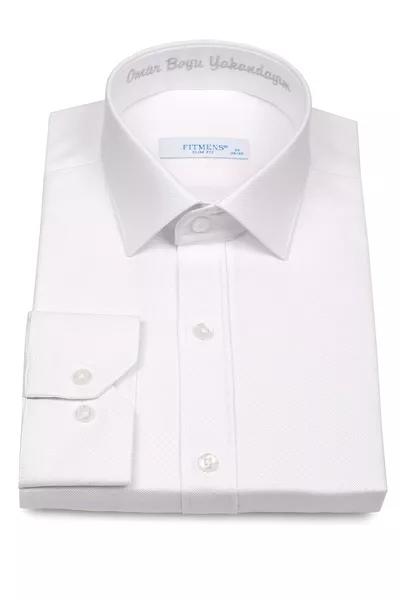 Slim Fit Uzun Kol Ömür Boyu Yakandayım Nakışlı Hediye Kutulu Erkek Gömlek 