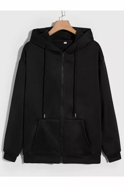 سويت شيرت واسع بغطاء للرأس بسحّاب