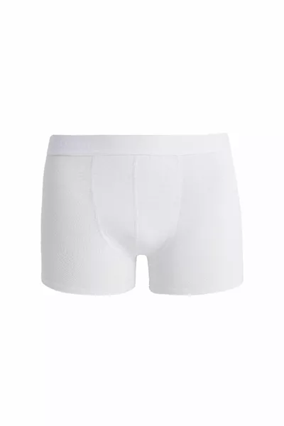 Erkek 5'li Pamuklu Likralı Esnek Kumaş Beyaz Boxer