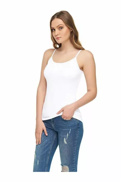 تيشيرت نسائي إيليت من مزيج المودال والإيلاستان بحمالات رفيعة، مجموعة 3 قطع موديل 