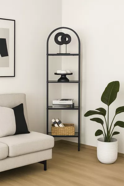 - Mona Zwart Hoekboekenkast Decoratief Accessoire Plank Keukenplank cm Getint Glas