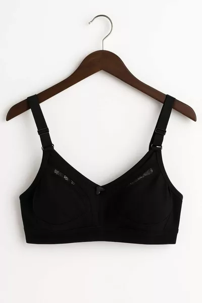 صدرية قطنية بتفاصيل دانتيل سوداء وحزام، مقاس كبير لتشكيل الجسم